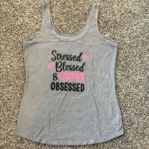 No Boundaries Gray Tank Top with Pink and Black Graphic